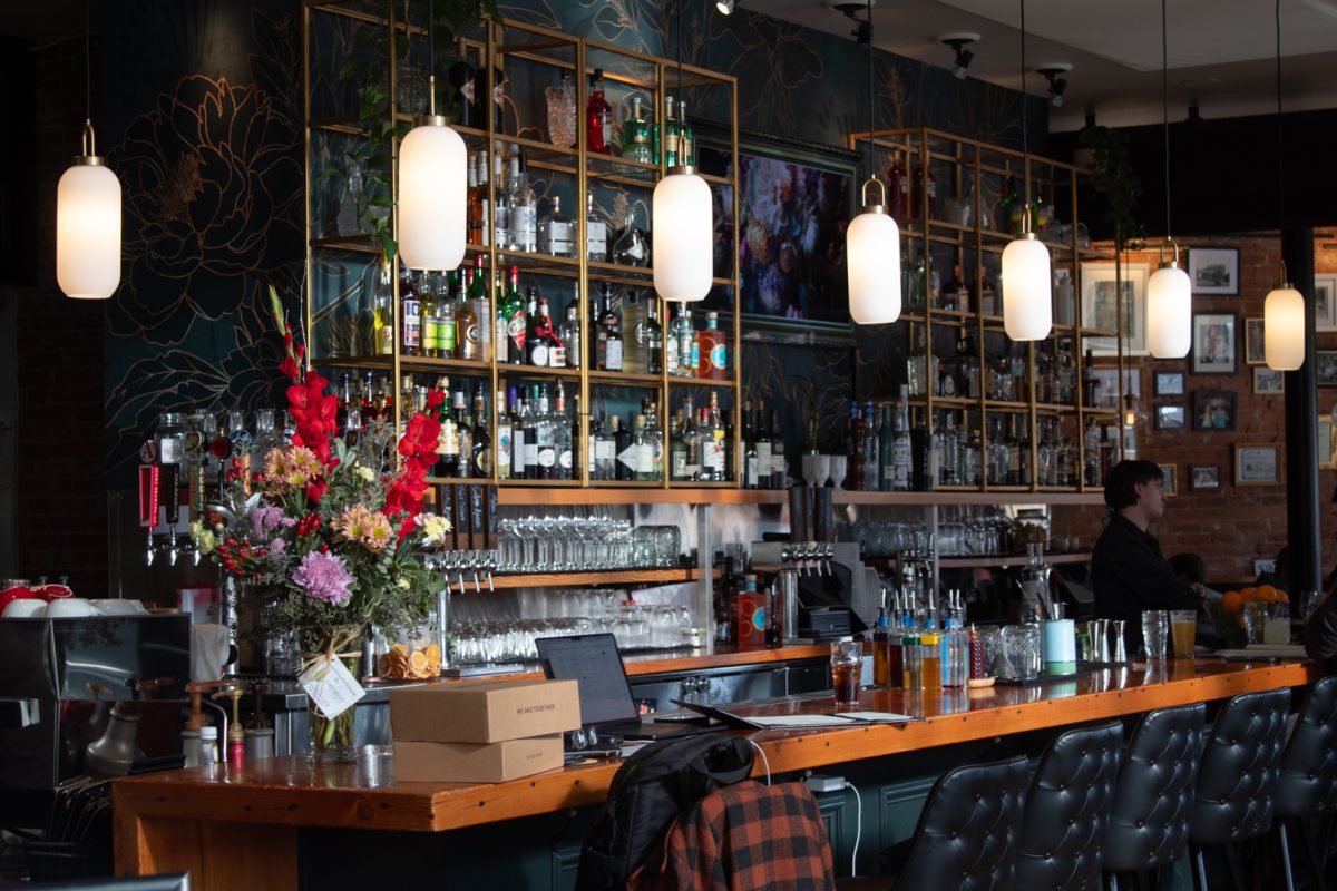 A bar top at Maida Trattoria, a traditional family-style Italian restaurant in downtown Fort Collins, sits waiting for customers Jan. 24. The restaurant serves in-house handmade pastas, flatbread pizzas and sandwiches, among other things.