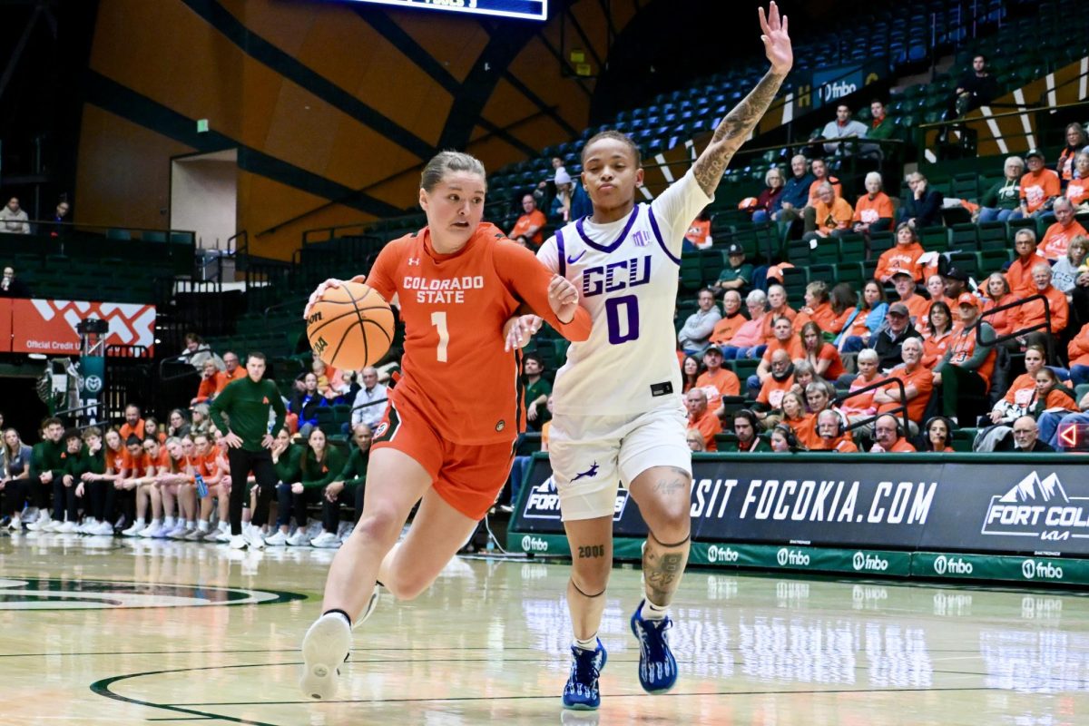 Kloe Froebe (1) rushes down the court in Colorado State University’s home game against Grand Canyon University Jan. 21. CSU won 67-50.