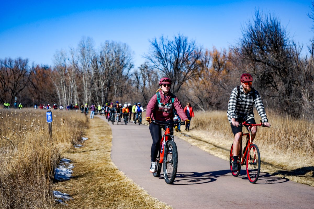 Cyclists ride in honor of Alex Pretti at Lee Martinez Park in Fort Collins Jan. 29, 2026. Over 1,000 people attended the 5.5-mile ride. 