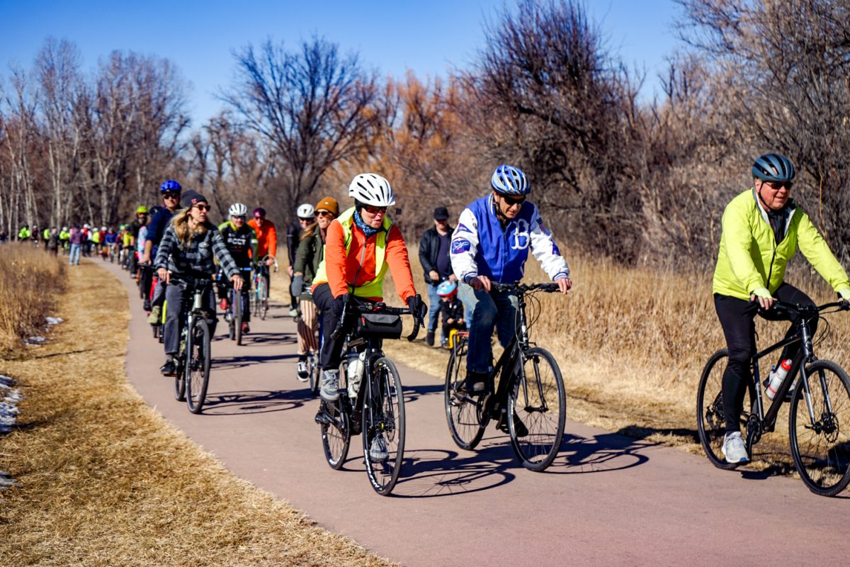 Cyclists ride in honor of Alex Pretti at Lee Martinez Park in Fort Collins Jan. 29, 2026. Over 1,000 people attended the 5.5-mile ride. 