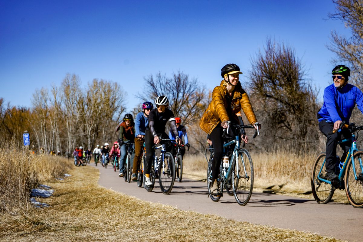 Cyclists ride in honor of Alex Pretti at Lee Martinez Community Park Jan. 31. Over 1,000 people attended the 5.5-mile ride, according to the Coloradoan. 