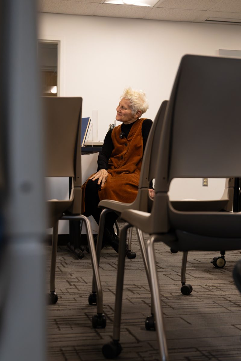 Internationally acclaimed artist Ann Hamilton visits with Colorado State University students in between events Feb. 10. During Hamilton's visit, she hosted four events, one of which was a discussion in the CSU Morgan Library facilitated by Dan Beachy-Quick. 