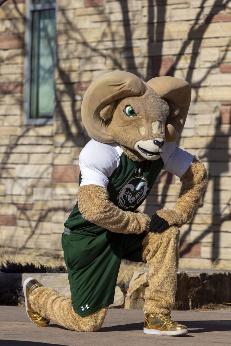 CAM the Ram interacts with kids at his 72nd birthday party.  This event was put on at the Colorado State University Student Recreation Center by the Alumni Association. Feb. 7