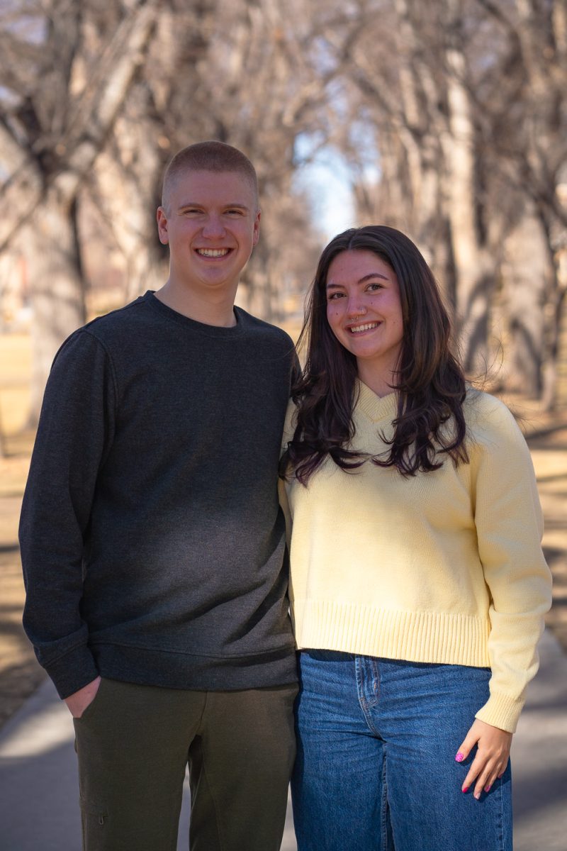 Jasmyn Taylor and Dennis Princic pose for a photo on The Oval at Colorado State University Sunday, Feb. 8. 