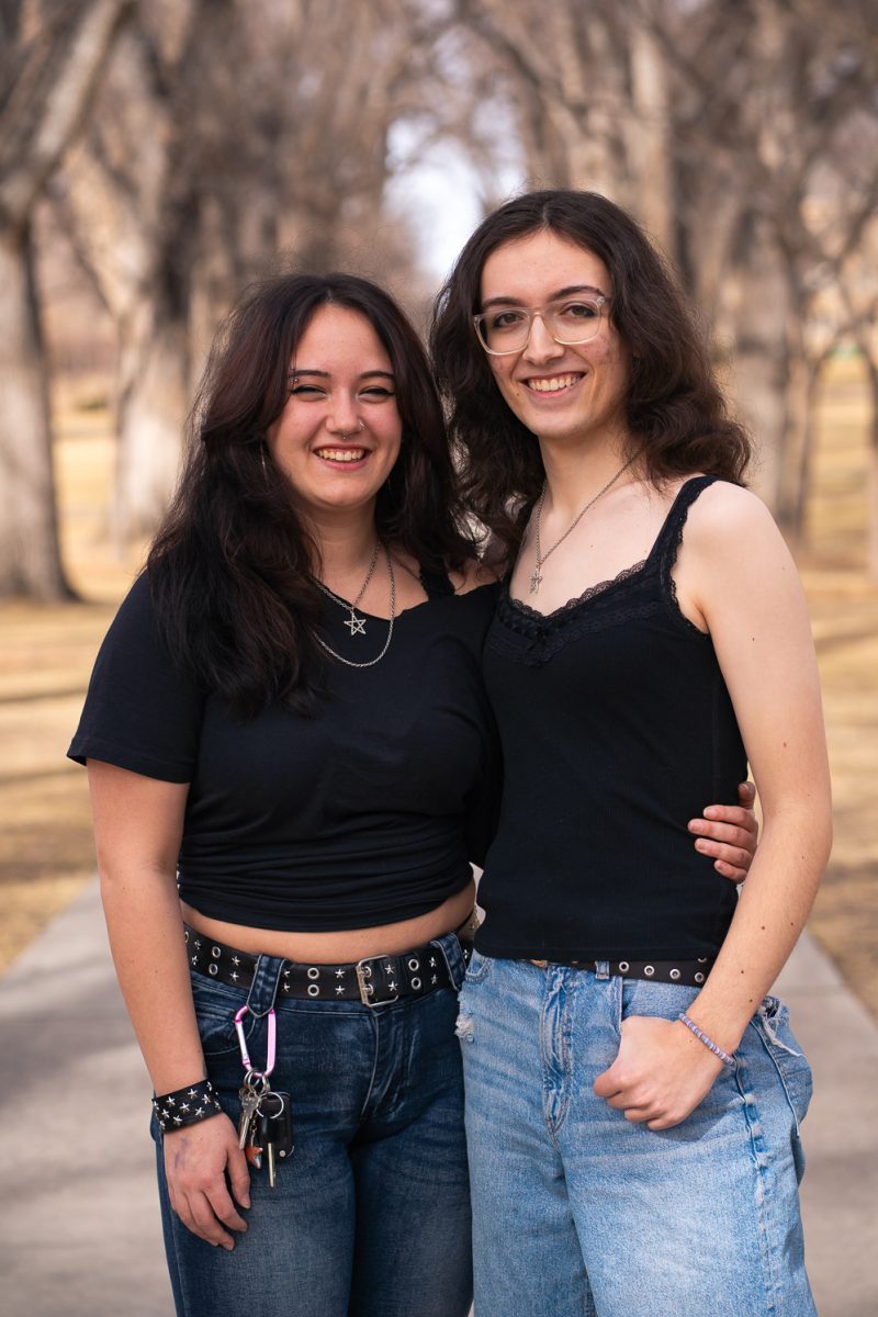 Vega Fecteau and Ori Becker pose for a photo on The Oval at Colorado State University Sunday, Feb. 8. 