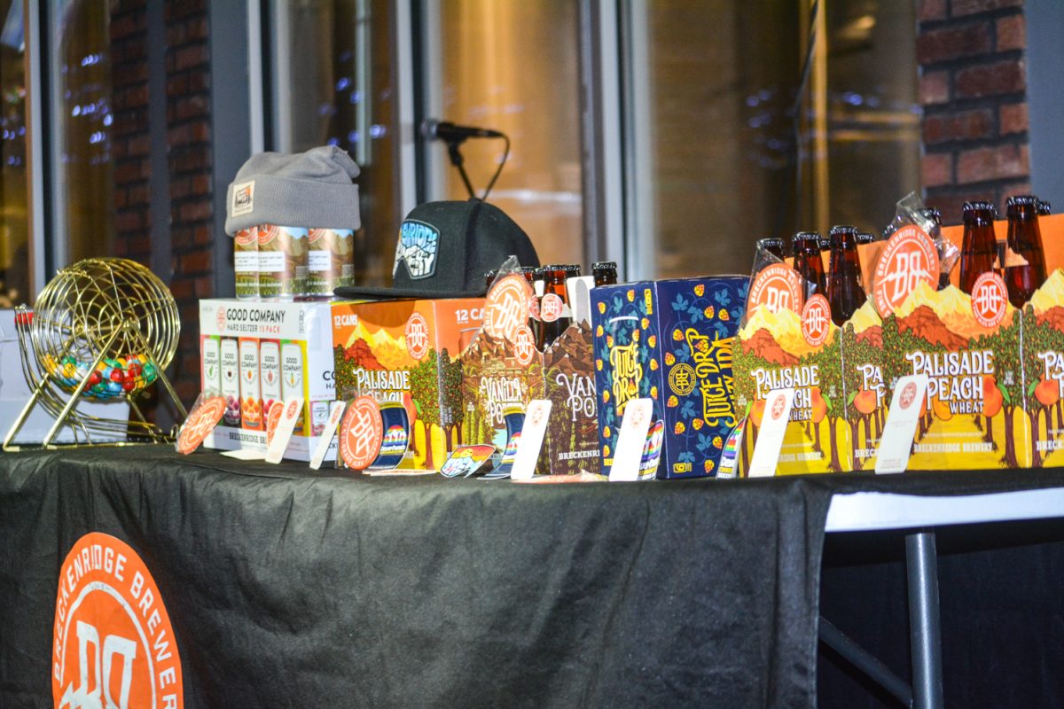 The bingo prizes on display at Breckenridge Brewery Feb. 11. This event included multiple numbers of drag that included three different performers. 