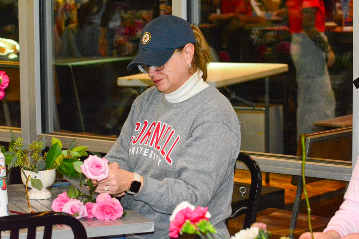 Cindy Crosby making a flower bouquet during the Flower Workshop at Breckenridge Brewery Feb. 13. This Flower Workshop was put on to teach people how to make their own flower bouquets. 