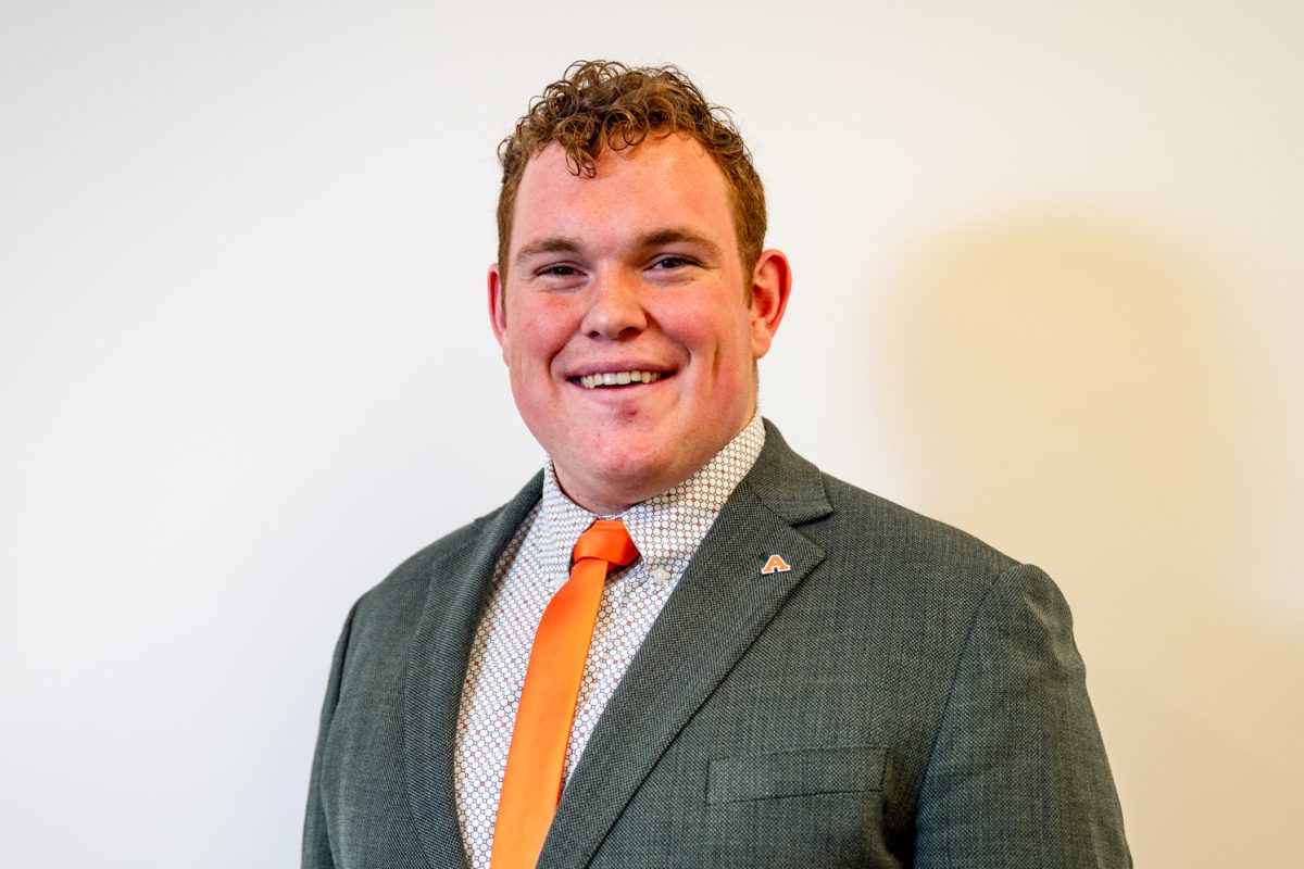 Associate Students of Colorado State University speaker of the senate candidate Ryer Roberts poses for a photo Feb. 19.