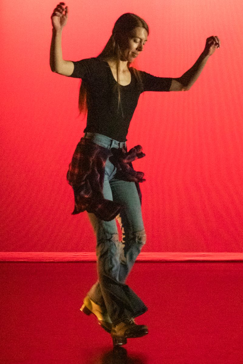 A tap dancer from Rocky Mountain Rhythm rehearsed a piece titled Force during a dress rehearsal run-through of Maybe We’ll See, part of Colorado State University Dance’s Body/Speak: Dance Community Collaboration in the University Dance Theater Feb. 20. The dance concert, co-directed by Susie Garifi and Julia Cooper, aims to build networks in the local dance community by hosting companies and choreographers based in Colorado and Wyoming.