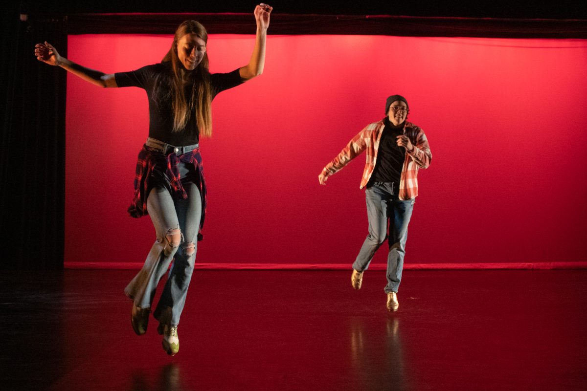 Dancers from Rocky Mountain Rhythm tap dance in a rehearsal of Force, part of a dress rehearsal run-through of Maybe We’ll See, part of Colorado State University Dance’s Body/Speak: Dance Community Collaboration in the University Dance Theater Feb. 20. This dance concert aims to provide an uplifting environment for local artists to showcase their talent, and is co-directed by Susie Garifi and Julia Cooper.
