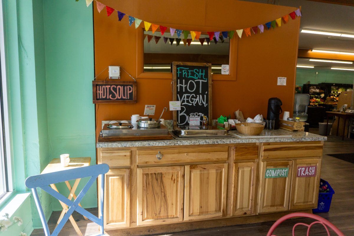 A hot soup and burrito bar is set up at Fort Collins Food Co-Op Feb 22. The shop reclocated from 250 E Mountain Ave to expand the store's offerings and services. The new location plans to add a coffee shop, a meat department, and a selection of beer and wine.