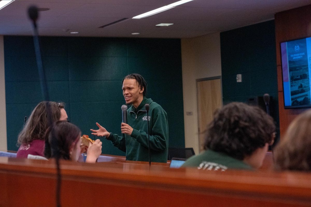 Associated Students of Colorado State University President Jakye Nunley welcomes guests to a Free Speech Forum on Jan. 29. The forum was organized for student leaders to engage with University legal experts on matters surrounding student expression. 