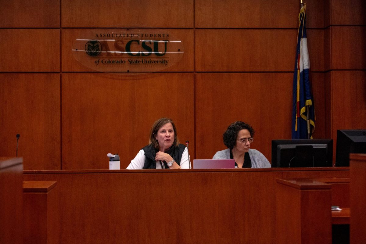 Colorado State University Deputy General Counsel Janine Mohr and Penny Gonzales-Soto, director of Student Legal Services speak to students at the Associated Students of CSU's closed free speech forum Jan. 29. Student leaders engaged in discussion surrounding current campus free speech policies and legal issues surrounding the first amendment. 
