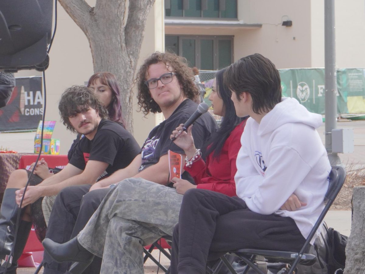 Sophia Johnson speaks on a panel of student leaders from groups including The People United, CSU Students for Emancipation and Social Liberation, CSU Young Democrats, Students for Justice in Palestine and CSU's chapter of the Young Democratic Socialists of America. The panel, held during a Feb. 24 demonstration on the Lory Student Center Plaza, encouraged students to protest CSU's financial ties to organizations involved with Israel's occupation of Gaza. 