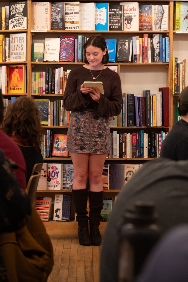 Anya Guttormson, invited to be the event’s facilitator for the night, opens the event with her first prompt, considering the nostalgia of childhood, and how it can be embodied in our memories of that time Mar. 3. “Poetry means so much to me,” Guttormson said. “I think it is a way to bring back my childhood self.”