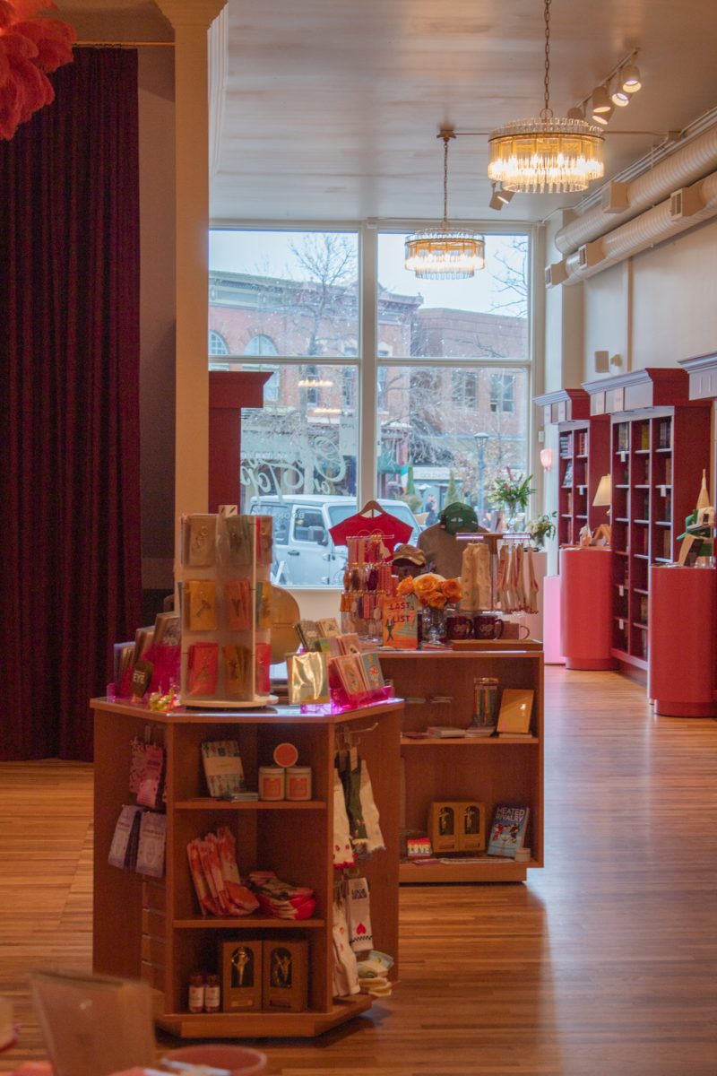Displays inside Cherry On Top hold varieties of books, merchandise, and decorations, in Downtown Fort Collins Mar. 5. This romance-only book store, Fort Collins’ first, opened on February 13th of this year. “We carry romance and then a lot of the subgenres of romance. And we have a kid’s section, we have a few nonfiction books, and then obviously some retail,” co-owner Meredith Glover said.