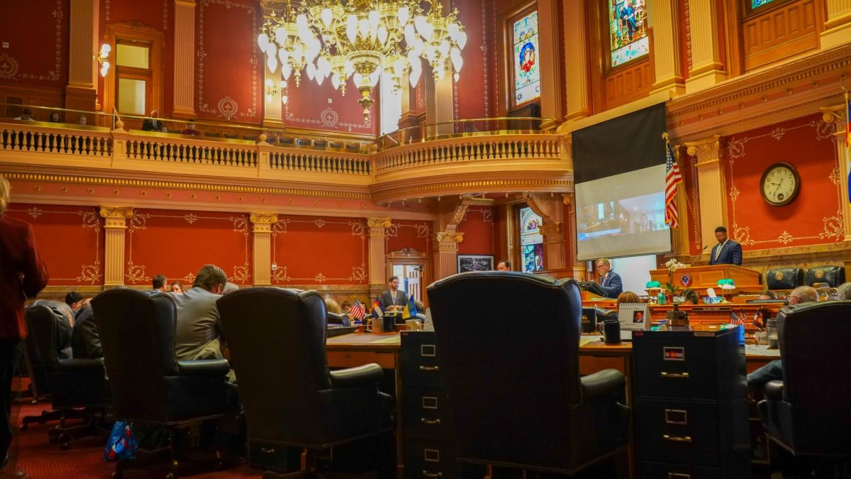 President of the Colorado State Senate James Coleman addresses the Colorado State Senate March 31. The senate oversaw legislation and votes during the session. 