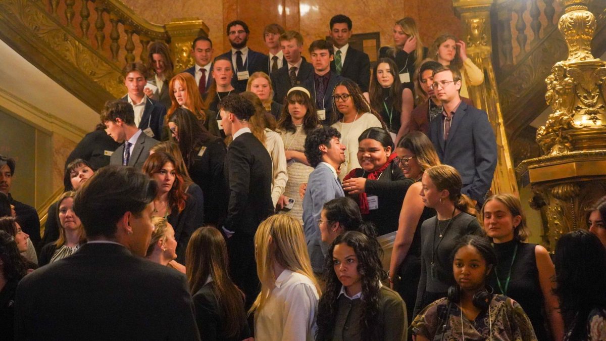 Associated Students of Colorado State University and guests mill around the Colorado Capitol during the Day at the Capitol event March 31. The event connected with local lawmakers as well as Gov. Jared Polis. 