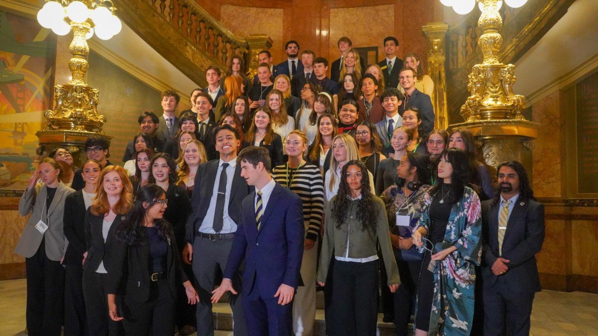 Associated Students of Colorado State University and guests gather around the Colorado Capitol during the Day at the Capitol event March 31. The event connected with local lawmakers as well as Gov. Jared Polis. 