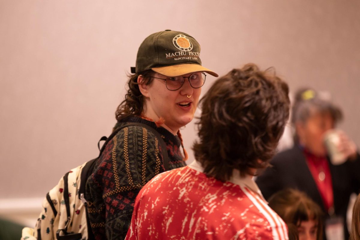 Participants at the Civic Engagement Fair talk with each other at Colorado State University at the Lory Student Center, March 9.