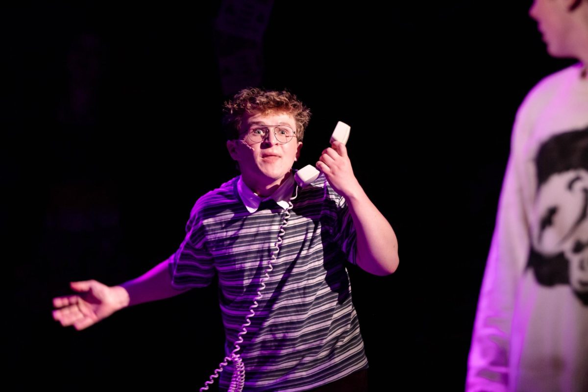 Colorado State University Theater major and actor playing "Mark" in Rent musical dress rehearsal in the University Center of the Arts, March 5.