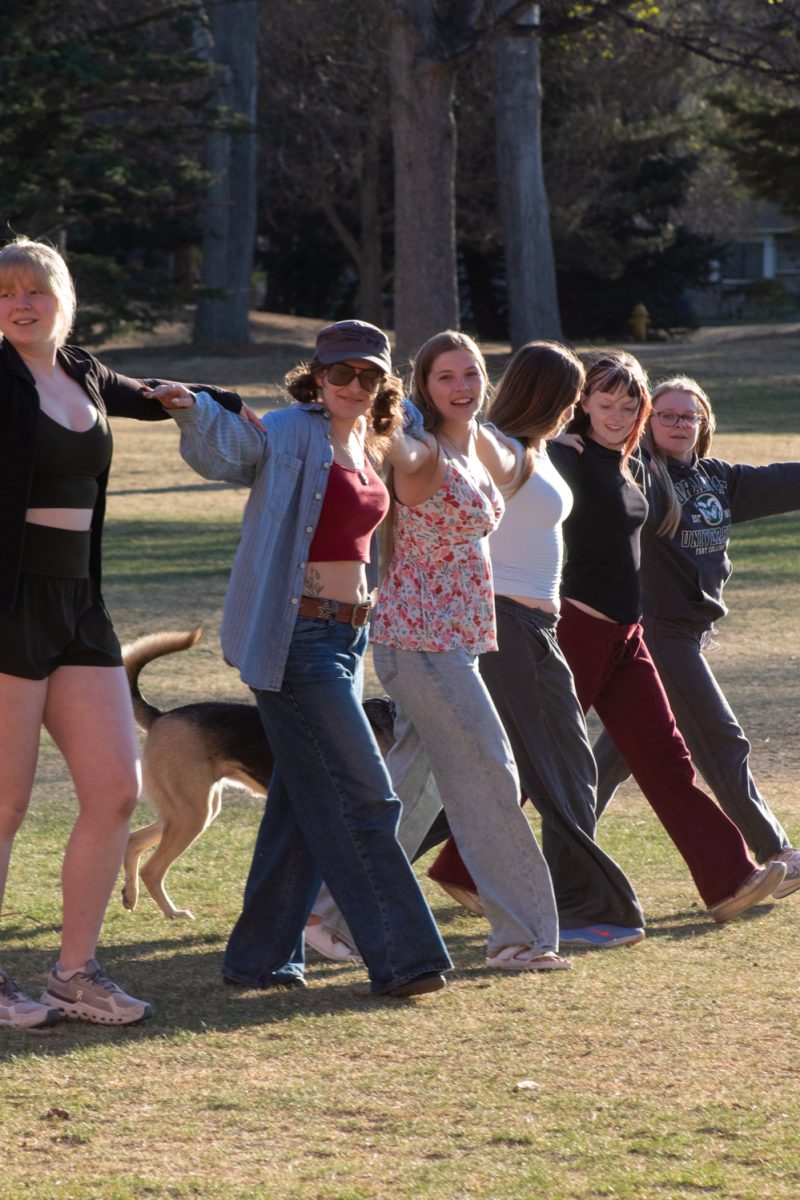 Colorado State University Figure Skating Club members practice a pinwheel, part of their choreographed group performance, outside the Edora Pool Ice Center Apr. 5. The piece will be part of the team’s Spring Ice Show, their last performance of this season.