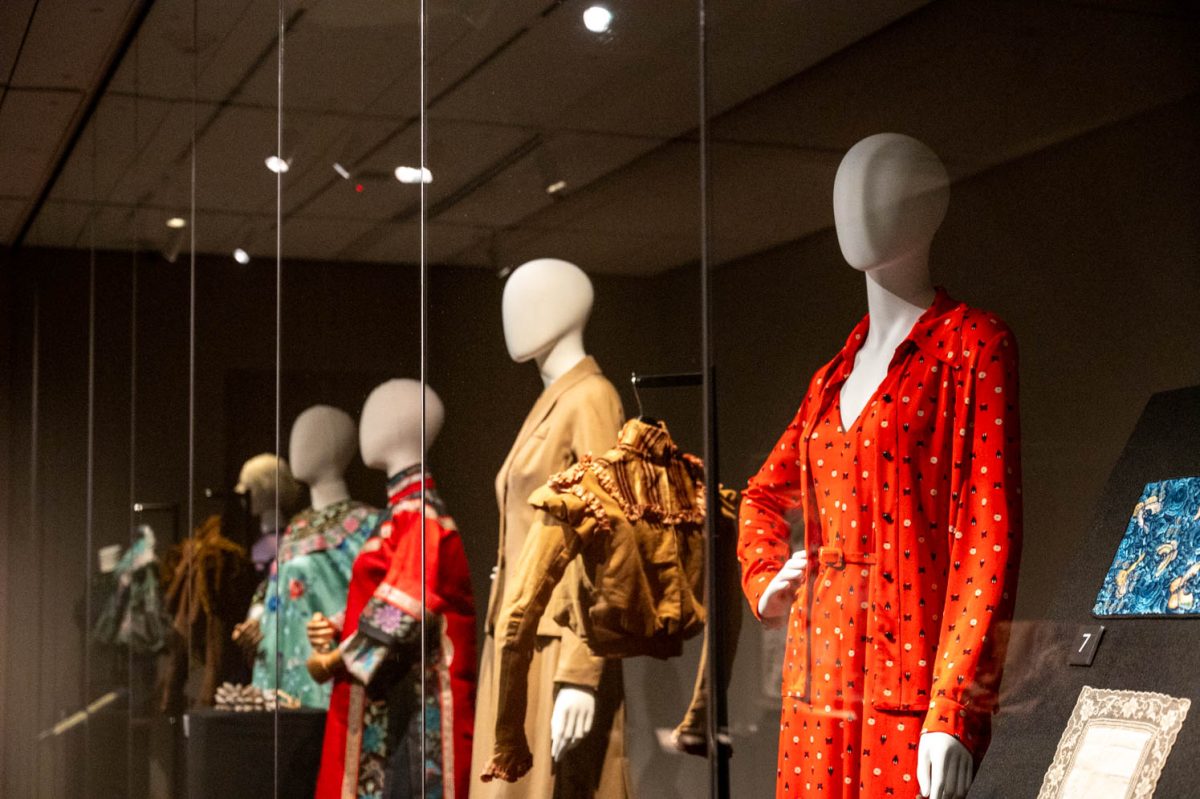 As part of the exhibit: The Fashion “Bug”: Insects In and On Our Cloth, the dresses on display indicate the various ways that insects and the textiles designed from them are inspired by arthropod diversity. The exhibit examines how “insects have always been involved in the act of making textiles, just as humans have been bitten by the fashion bug throughout history.”
