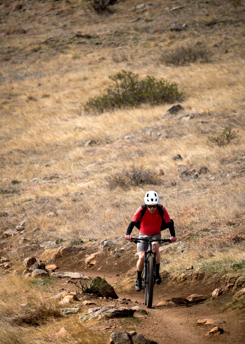 Biker taking up the Maxwell Natural trail April 11.