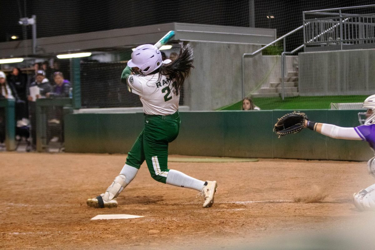 Colorado State University batter bats against Grand Canyon University, April 30.