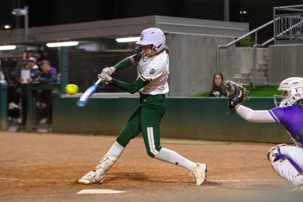 Colorado State University batter hits the ball during Grand Canyon University, April 30.