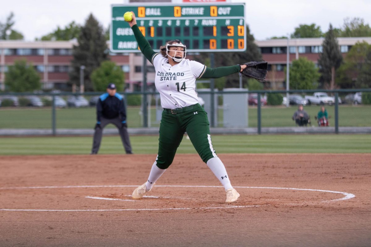 Colorado State University pitcher Giselle Bentley pitches ball during game against Grand Canyon University April 30.
