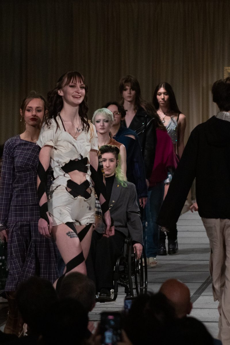 Models walk the runway during the finale of the product development portion of Fashion Reframed, Colorado State University Design and Merchandising department’s annual student-run fashion show in the Lory Student Center ballrooms May 1. Product development students designed inclusive and adaptive garments, guided by the interpretation of fashion for all.