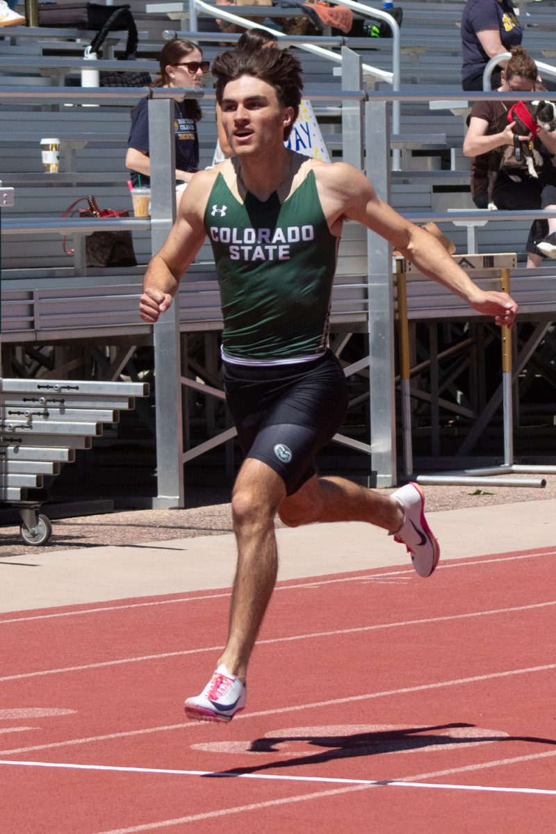 Colorado State University athlete Andrew Waletich crosses the line at the end of the Men’s 400m dash during CSU’s Doug Max Invitational May 2.