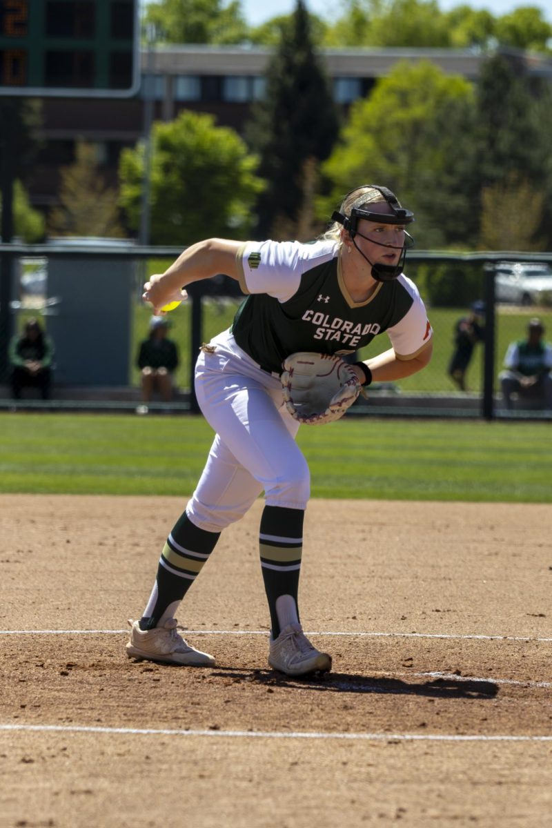 Andrea Jaskowiak (30) throws a pitch. The Rams played Grand Canyon University at the CSU softball field May 2nd.