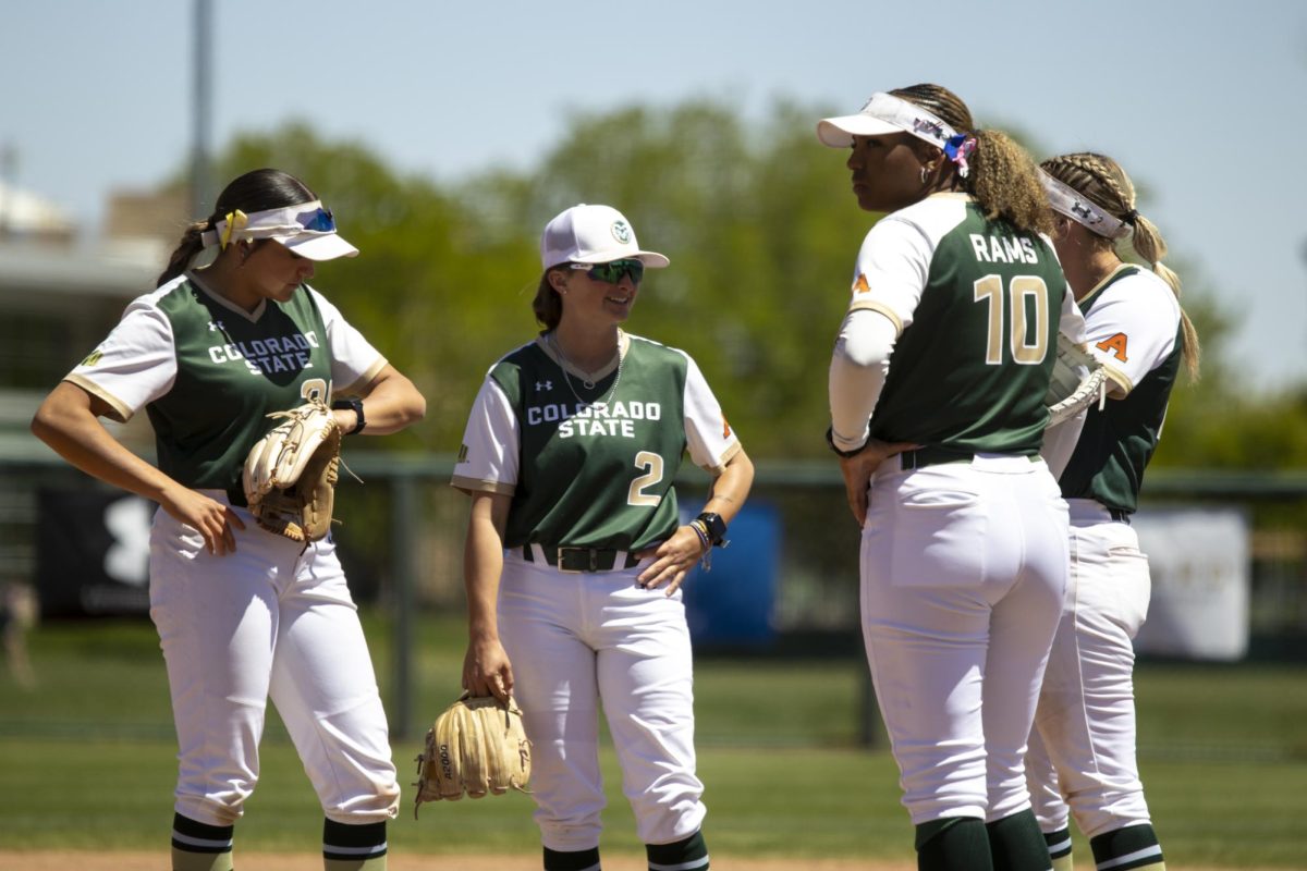 The Rams huddle in the circle during a challenge. CSU played Grand Canyon University at the CSU softball field May 2nd.