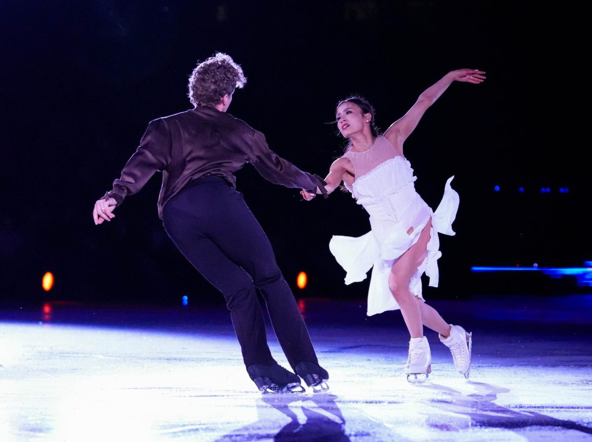 Madison Chock and Evan Bates perform during the 2026 Stifel Stars on Ice tour at Blue Arena May 12. Chock and Bates began skating together for 13 years. 