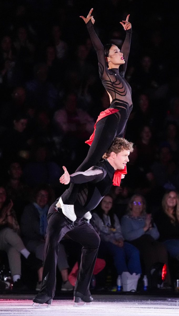 Madison Chock and Evan Bates display their routine during the 2026 Stifel Stars on Ice tour in Blue Arena May 12. 