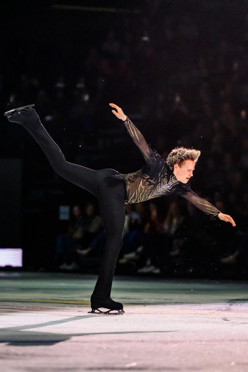 Olympic gold medalist Ilia Malinin glides across the ice during the Stars on Ice show in Loveland, Colorado May 12.