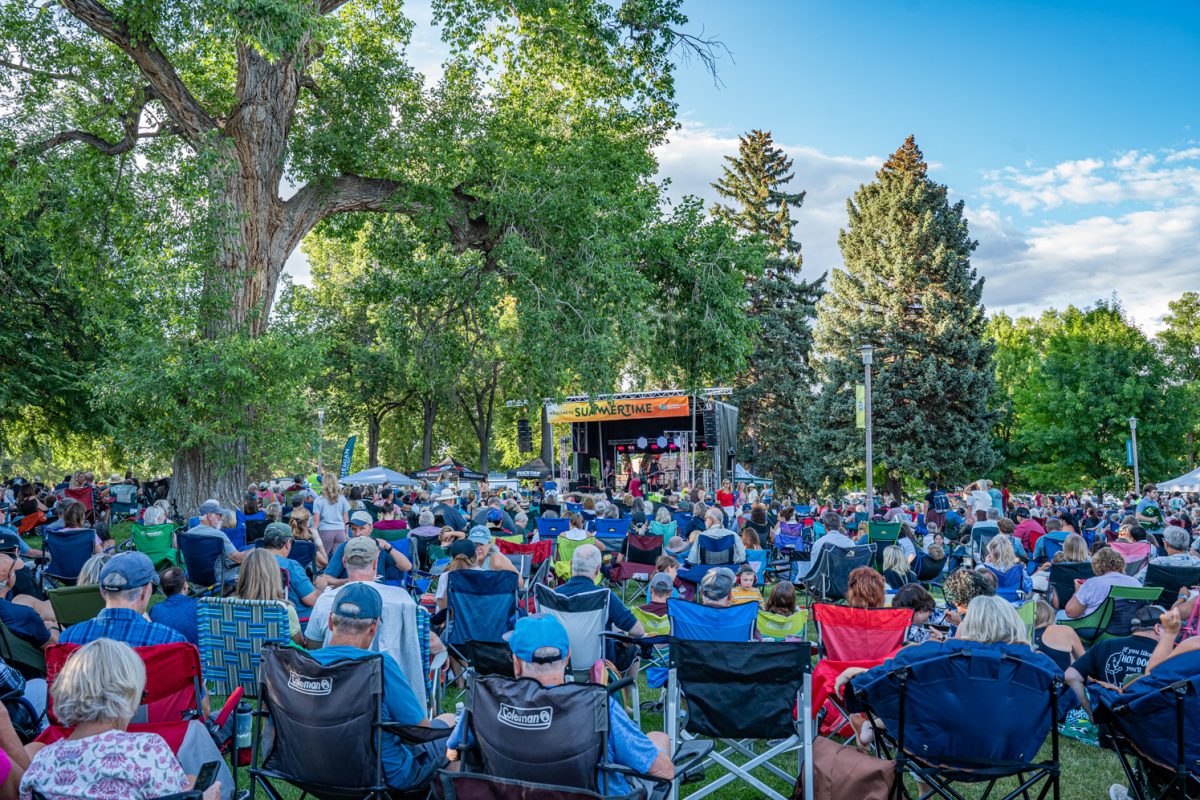 People gather at Colorado State University’s lagoon for the annual Lagoon Concert series, held from June 10 to July 22, with live music, food trucks and pop up booths July 8.