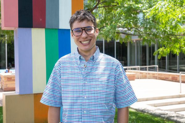 Rocky Mountain Student Media President and CEO Hans Copeland poses for a portrait outside of the Lory Student Center July 23. Copeland previously worked for RMSMC as the general manager for KCSU 90.5.
