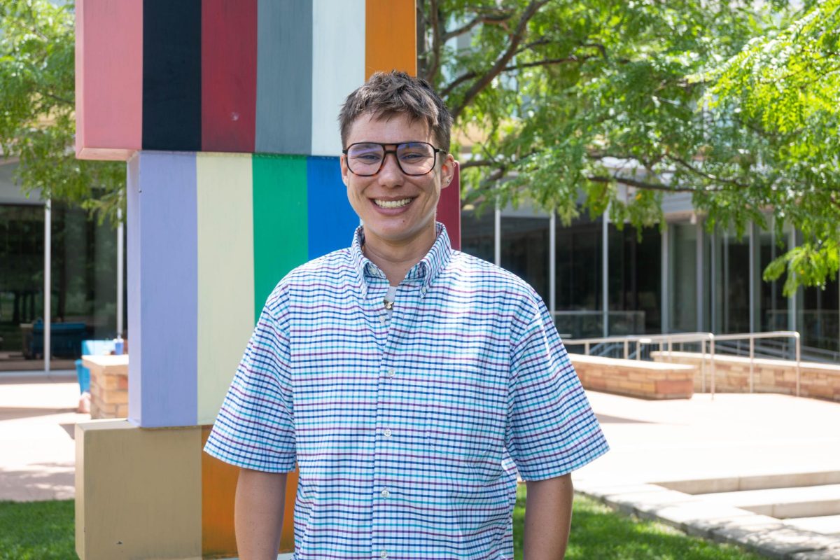Rocky Mountain Student Media President and CEO, Hans Copeland, poses for a portrait outside of the Lory Student Center July 23. 