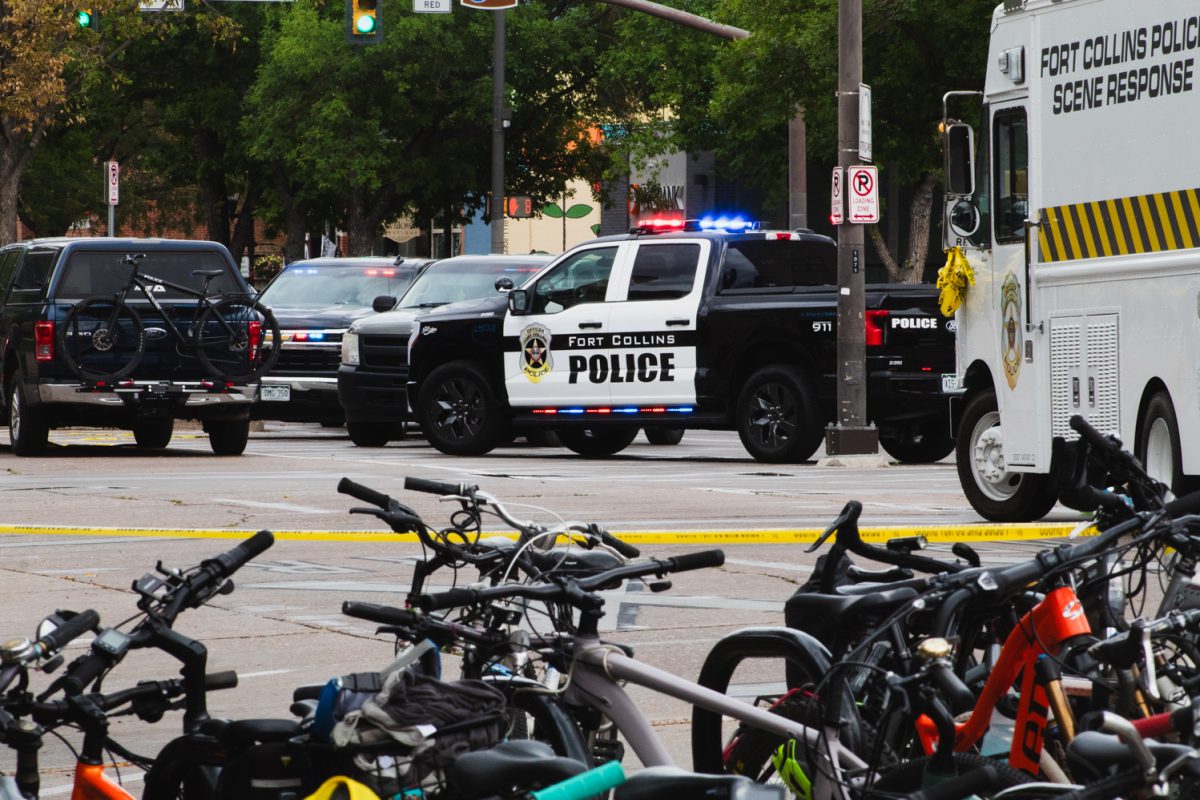 Police tape blocks of the 100 block of West Mountain Avenue, where police vehicles sit after a crash involving a vehicle and multiple pedestrians during Tour de Fat Aug. 29. One pedestrian died from their injuries, and five more were hospitalized.