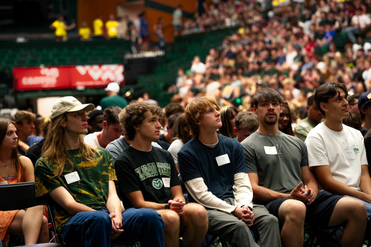 Students sit front row as they hear Keynote speaker Stephen Brackett give his words of wisdom Aug. 21.