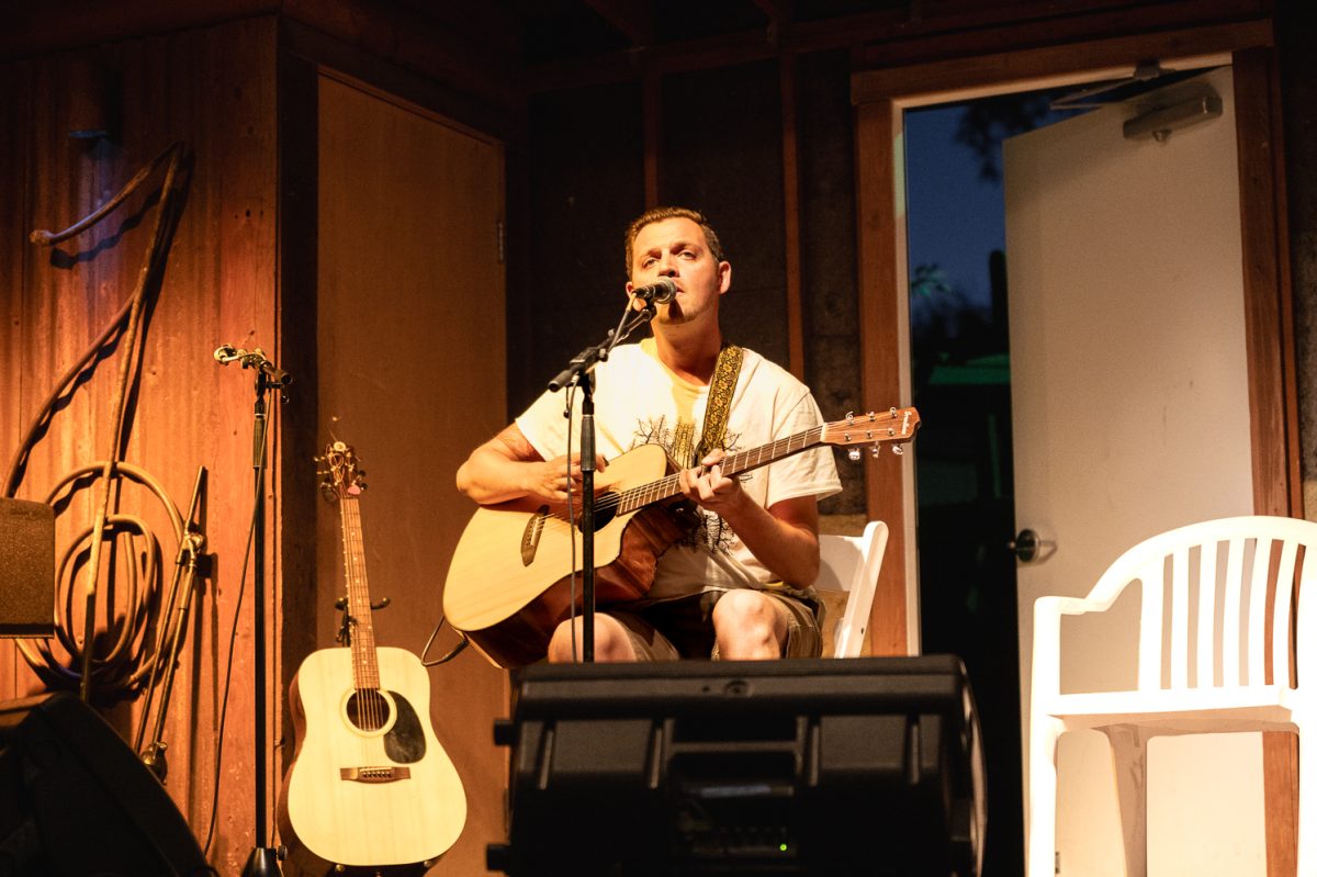Matthias Steward, performs an original song "State Lines" for open mic night at Avogadro's Number Sept. 1. Steward, born and raised in Fort Collins, where he created a full band "Matthias XS." "This is a very niche music scene, especially, and i'm happy to be a part of it in whatever capacity, and just the song about not really being able to move away from my hometown,” Steward said.
