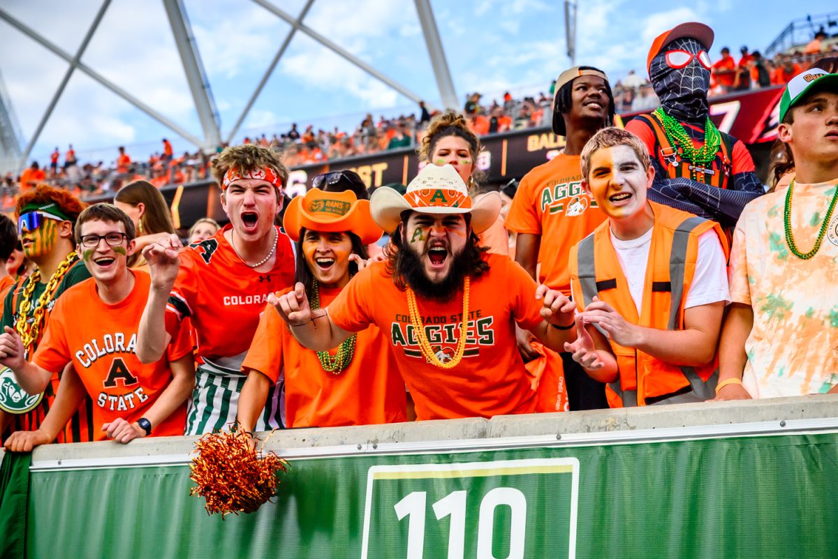 Colorado State University football fans cheer on the Rams during CSU's Ag Day game Sept. 12.