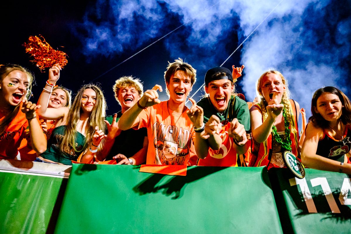 Colorado State University football fans cheer on the Rams in the fourth quarter of the second half of CSU's Ag Day game Sept. 12. CSU played Southern Utah University, ending Ag Day with a 58-24 win.