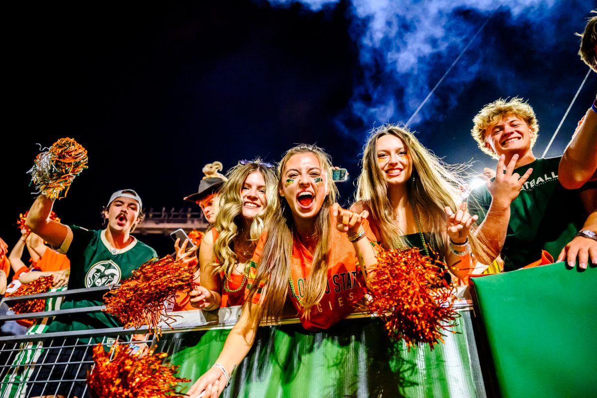 Colorado State University football fans cheer on the Rams in the fourth quarter of the second half of CSU's Ag Day game Sept. 12. CSU played Southern Utah University, ending Ag Day with a 58-24 win.
