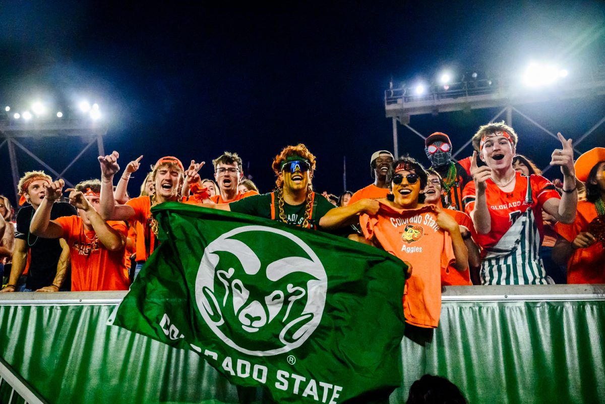 Colorado State University football fans cheer on the Rams in the fourth quarter of the second half of CSU's Ag Day game Sept. 12. CSU played Southern Utah University, ending Ag Day with a 58-24 win.