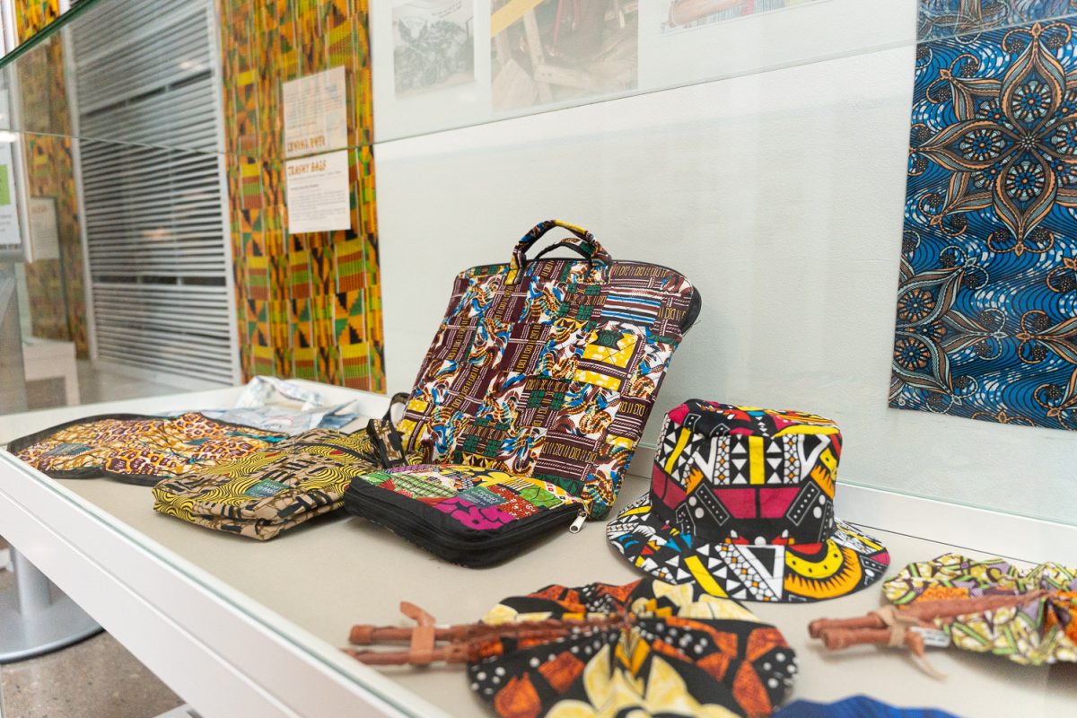Ghanaian items are displayed at the ‘Gifts from Ghana’ exhibit in Colorado State University’s Morgan Library Sept. 16.