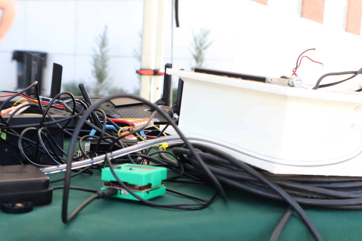A portion of the wires included within the robot. The significant amount of wiring connects all of the electronic components to each other, and all of it must be carefully enclosed within the robot. CSU Powerhouse Campus, Sept. 26.